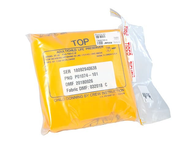 Inflatable Life Vest deflated in secure packaging