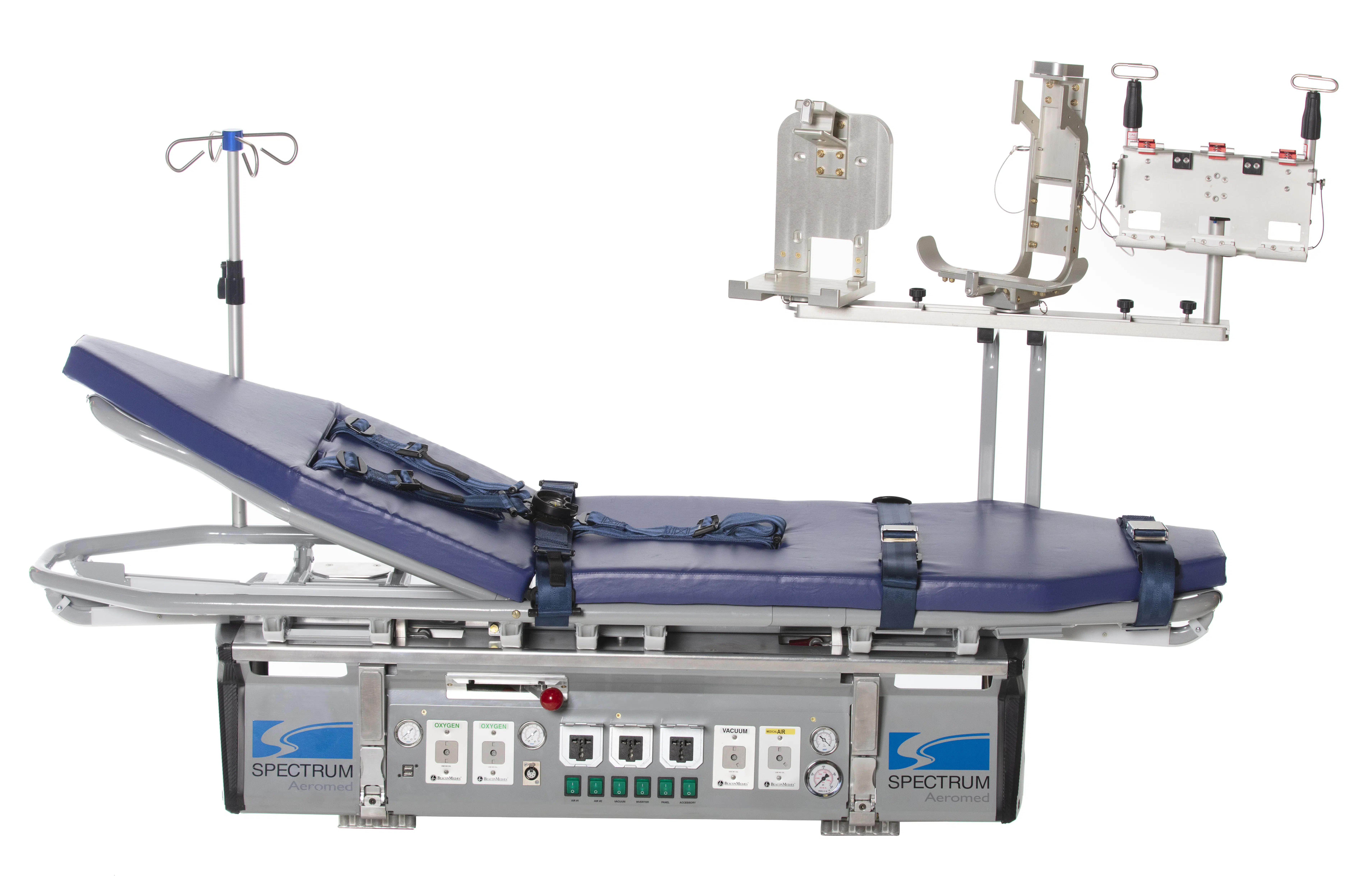 Isolated front view of the Infinity 5000X with IV pole and equipment storage