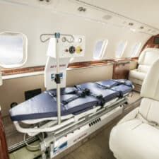 IV pole in Learjet