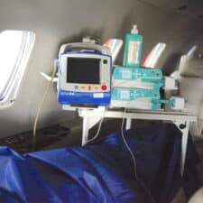 Stretcher Bridge with monitor and IV pumps